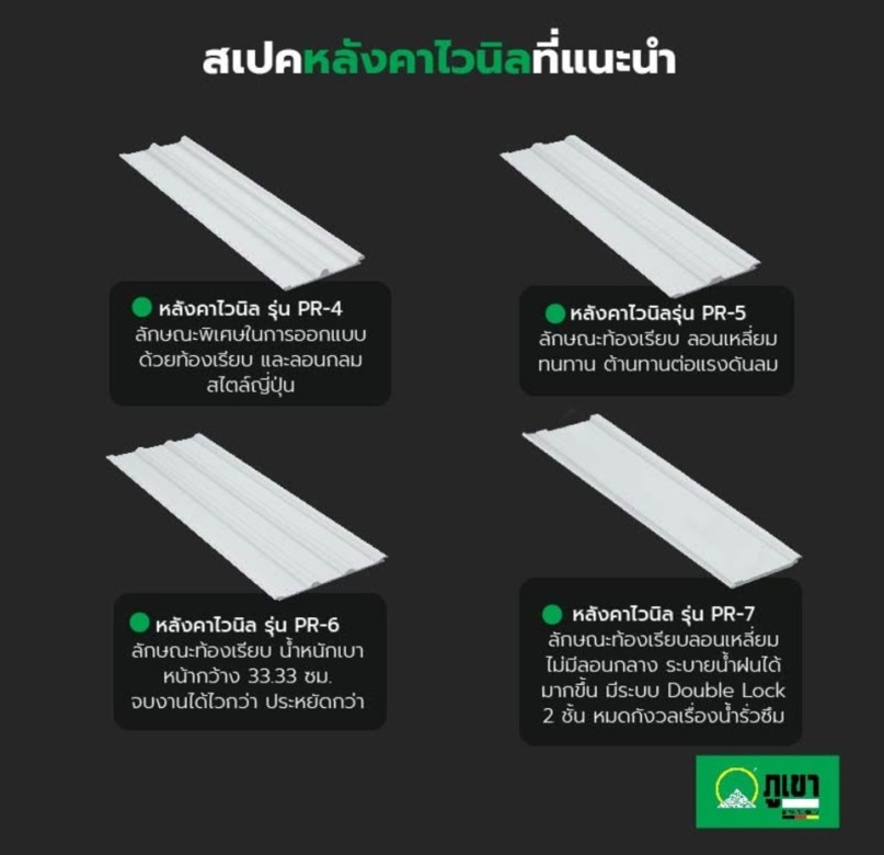 สเปคหลังคาไวนิลที่แนะนำ สเปคหลังคาไวนิลที่แนะนำ