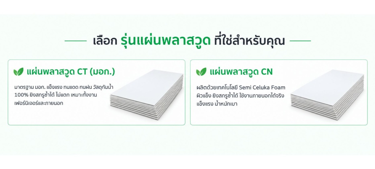แบนเนอร์เปรียบเทียบแผ่นพลาสวูด CT และ CN แบนเนอร์เปรียบเทียบแผ่นพลาสวูด CT และ CN